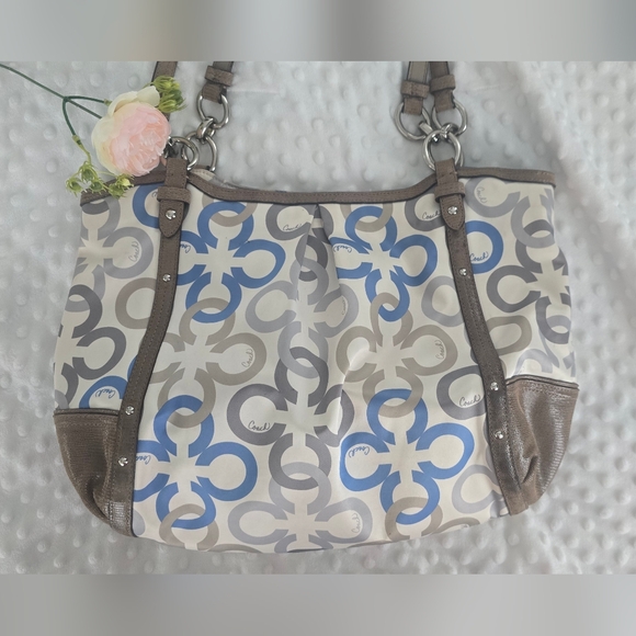 Coach Signature Alexandra ChainLink Clover Cs Handbag *RARE* - Picture 6 of 12